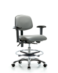 Vinyl Chair Chrome - Medium Bench Height with Adjustable Arms VMBCH-CR-T0-A1-CF-CC-8840