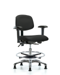 Vinyl Chair Chrome - Medium Bench Height with Adjustable Arms VMBCH-CR-T0-A1-CF-RG-8540
