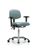 Vinyl Chair Chrome - Medium Bench Height with Adjustable Arms & Casters in Storm Supernova Vinyl VMBCH-CR-T0-A1-NF-CC-8822