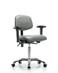 Vinyl Chair Chrome - Medium Bench Height with Adjustable Arms & Casters in Sterling Supernova Vinyl VMBCH-CR-T0-A1-NF-CC-8840