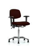 Vinyl Chair Chrome - Medium Bench Height with Adjustable Arms & Stationary Glides in Burgundy Trailblazer Vinyl VMBCH-CR-T0-A1-NF-RG-8569