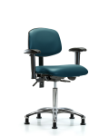Vinyl Chair Chrome - Medium Bench Height with Adjustable Arms & Stationary Glides in Marine Blue Supernova Vinyl VMBCH-CR-T0-A1-NF-RG-8801