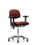 Vinyl Chair Chrome - Medium Bench Height with Adjustable Arms & Stationary Glides in Borscht Supernova Vinyl VMBCH-CR-T0-A1-NF-RG-8815