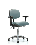 Vinyl Chair Chrome - Medium Bench Height with Adjustable Arms & Stationary Glides in Storm Supernova Vinyl VMBCH-CR-T0-A1-NF-RG-8822