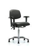 Vinyl Chair Chrome - Medium Bench Height with Adjustable Arms & Stationary Glides in Carbon Supernova Vinyl VMBCH-CR-T0-A1-NF-RG-8823
