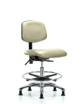 Vinyl Chair Chrome - Medium Bench Height with Seat Tilt VMBCH-CR-T1-A0-CF-RG-8501