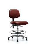 Vinyl Chair Chrome - Medium Bench Height with Seat Tilt VMBCH-CR-T1-A0-CF-RG-8815