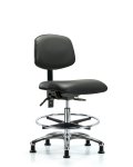 Vinyl Chair Chrome - Medium Bench Height with Seat Tilt VMBCH-CR-T1-A0-CF-RG-8823