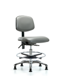 Vinyl Chair Chrome - Medium Bench Height with Seat Tilt VMBCH-CR-T1-A0-CF-RG-8840