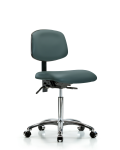 Vinyl Chair Chrome - Medium Bench Height with Seat Tilt & Casters in Colonial Blue Trailblazer Vinyl VMBCH-CR-T1-A0-NF-CC-8546