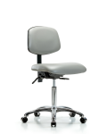 Vinyl Chair Chrome - Medium Bench Height with Seat Tilt & Casters in Dove Trailblazer Vinyl VMBCH-CR-T1-A0-NF-CC-8567