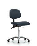 Vinyl Chair Chrome - Medium Bench Height with Seat Tilt & Casters in Imperial Blue Trailblazer Vinyl VMBCH-CR-T1-A0-NF-CC-8582