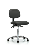 Vinyl Chair Chrome - Medium Bench Height with Seat Tilt & Casters in Charcoal Trailblazer Vinyl VMBCH-CR-T1-A0-NF-CC-8605