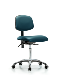 Vinyl Chair Chrome - Medium Bench Height with Seat Tilt & Casters in Marine Blue Supernova Vinyl VMBCH-CR-T1-A0-NF-CC-8801