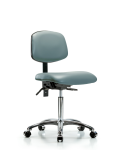 Vinyl Chair Chrome - Medium Bench Height with Seat Tilt & Casters in Storm Supernova Vinyl VMBCH-CR-T1-A0-NF-CC-8822