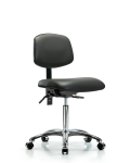 Vinyl Chair Chrome - Medium Bench Height with Seat Tilt & Casters in Carbon Supernova Vinyl VMBCH-CR-T1-A0-NF-CC-8823