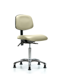 Vinyl Chair Chrome - Medium Bench Height with Seat Tilt & Stationary Glides in Adobe White Trailblazer Vinyl VMBCH-CR-T1-A0-NF-RG-8501