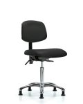 Vinyl Chair Chrome - Medium Bench Height with Seat Tilt & Stationary Glides in Black Trailblazer Vinyl VMBCH-CR-T1-A0-NF-RG-8540