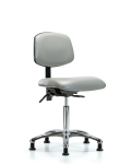 Vinyl Chair Chrome - Medium Bench Height with Seat Tilt & Stationary Glides in Dove Trailblazer Vinyl VMBCH-CR-T1-A0-NF-RG-8567