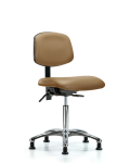 Vinyl Chair Chrome - Medium Bench Height with Seat Tilt & Stationary Glides in Taupe Trailblazer Vinyl VMBCH-CR-T1-A0-NF-RG-8584