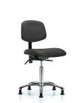 Vinyl Chair Chrome - Medium Bench Height with Seat Tilt & Stationary Glides in Charcoal Trailblazer Vinyl VMBCH-CR-T1-A0-NF-RG-8605