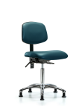 Vinyl Chair Chrome - Medium Bench Height with Seat Tilt & Stationary Glides in Marine Blue Supernova Vinyl VMBCH-CR-T1-A0-NF-RG-8801