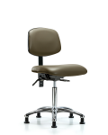 Vinyl Chair Chrome - Medium Bench Height with Seat Tilt & Stationary Glides in Taupe Supernova Vinyl VMBCH-CR-T1-A0-NF-RG-8809