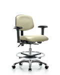 Vinyl Chair Chrome - Medium Bench Height with Seat Tilt VMBCH-CR-T1-A1-CF-CC-8501