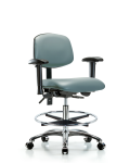 Vinyl Chair Chrome - Medium Bench Height with Seat Tilt VMBCH-CR-T1-A1-CF-CC-8822