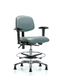 Vinyl Chair Chrome - Medium Bench Height with Seat Tilt VMBCH-CR-T1-A1-CF-RG-8822