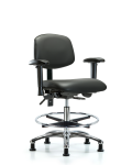 Vinyl Chair Chrome - Medium Bench Height with Seat Tilt VMBCH-CR-T1-A1-CF-RG-8823