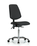 Vinyl Chair Chrome - Medium Bench Height with Medium Back & Casters in Black Trailblazer Vinyl VMBCH-MB-CR-T0-A0-NF-CC-8540