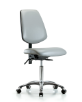 Vinyl Chair Chrome - Medium Bench Height with Medium Back & Casters in Dove Trailblazer Vinyl VMBCH-MB-CR-T0-A0-NF-CC-8567