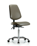 Vinyl Chair Chrome - Medium Bench Height with Medium Back & Casters in Taupe Supernova Vinyl VMBCH-MB-CR-T0-A0-NF-CC-8809
