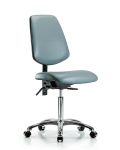 Vinyl Chair Chrome - Medium Bench Height with Medium Back & Casters in Storm Supernova Vinyl VMBCH-MB-CR-T0-A0-NF-CC-8822