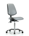 Vinyl Chair Chrome - Medium Bench Height with Medium Back & Casters in Sterling Supernova Vinyl VMBCH-MB-CR-T0-A0-NF-CC-8840