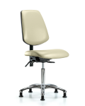 Vinyl Chair Chrome - Medium Bench Height with Medium Back & Stationary Glides in Adobe White Trailblazer Vinyl VMBCH-MB-CR-T0-A0-NF-RG-8501