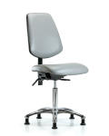 Vinyl Chair Chrome - Medium Bench Height with Medium Back & Stationary Glides in Dove Trailblazer Vinyl VMBCH-MB-CR-T0-A0-NF-RG-8567