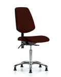 Vinyl Chair Chrome - Medium Bench Height with Medium Back & Stationary Glides in Burgundy Trailblazer Vinyl VMBCH-MB-CR-T0-A0-NF-RG-8569