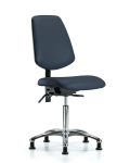 Vinyl Chair Chrome - Medium Bench Height with Medium Back & Stationary Glides in Imperial Blue Trailblazer Vinyl VMBCH-MB-CR-T0-A0-NF-RG-8582