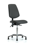 Vinyl Chair Chrome - Medium Bench Height with Medium Back & Stationary Glides in Charcoal Trailblazer Vinyl VMBCH-MB-CR-T0-A0-NF-RG-8605
