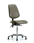 Vinyl Chair Chrome - Medium Bench Height with Medium Back & Stationary Glides in Taupe Supernova Vinyl VMBCH-MB-CR-T0-A0-NF-RG-8809