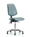 Vinyl Chair Chrome - Medium Bench Height with Medium Back & Stationary Glides in Storm Supernova Vinyl VMBCH-MB-CR-T0-A0-NF-RG-8822