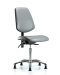 Vinyl Chair Chrome - Medium Bench Height with Medium Back & Stationary Glides in Sterling Supernova Vinyl VMBCH-MB-CR-T0-A0-NF-RG-8840
