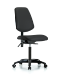 Vinyl Chair - Medium Bench Height with Medium Back & Casters in Black Trailblazer Vinyl VMBCH-MB-RG-T0-A0-NF-RC-8540
