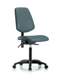Vinyl Chair - Medium Bench Height with Medium Back & Casters in Colonial Blue Trailblazer Vinyl VMBCH-MB-RG-T0-A0-NF-RC-8546