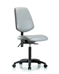 Vinyl Chair - Medium Bench Height with Medium Back & Casters in Dove Trailblazer Vinyl VMBCH-MB-RG-T0-A0-NF-RC-8567