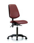 Vinyl Chair - Medium Bench Height with Medium Back & Casters in Borscht Supernova Vinyl VMBCH-MB-RG-T0-A0-NF-RC-8815
