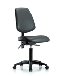 Vinyl Chair - Medium Bench Height with Medium Back & Casters in Carbon Supernova Vinyl VMBCH-MB-RG-T0-A0-NF-RC-8823