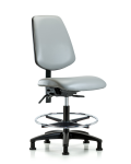 Vinyl Chair - Medium Bench Height with Medium Back, Seat Tilt, Chrome Foot Ring, & Stationary Glides in Dove Trailblazer Vinyl VMBCH-MB-RG-T1-A0-CF-RG-8567